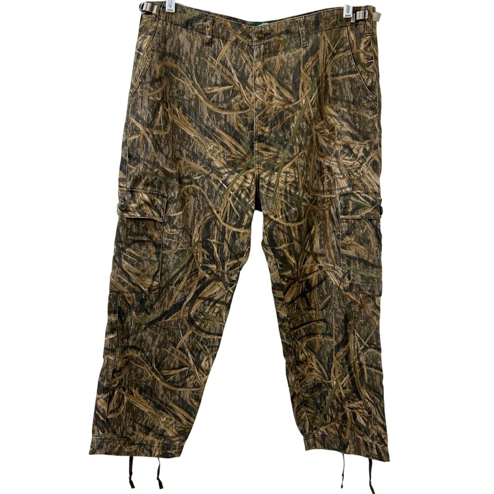 Cabelas Vtg Mens Sz 38 Mossy Oak Camo Cargo Baggy Pants Outdoors Hunting